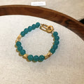 Natural Stone Beaded Bracelets Blue Green Pearl Flower Sets view 7