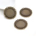 Ornate Round Pendant Bezel Trays in Four Metal Finishes view 2