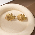 Gold Tone Feather Stud And Star Plaque Huggie Earrings view 3
