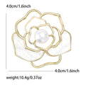 White Enamel Camellia Outline Brooch With Pearl Center view 5
