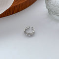 Gold and Silver Open Wave Double Band Rhinestone Rings view 7