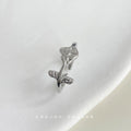 Silver Tone Sculpted Rose Flower And Leaf Open Adjustable Ring view 4