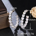 Gold Silver Heart CZ Open C Hoop Earrings Two Metal Tones view 4