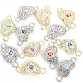 Rhinestone Heart Evil Eye Two Loop Connectors in 12 Styles view 2