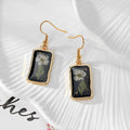 Black Resin Pressed Flower Drop Earrings Gold Tone 9 Styles view 9