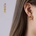 Gold Irregular Twisted Hollow Square Stud Earrings view 3