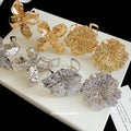Oversized Metal Flower Cuff Bracelets Rings Eight Styles view 2