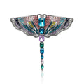 Multicolor Crystal Dragonfly Metal Brooch with Long Tail view 1