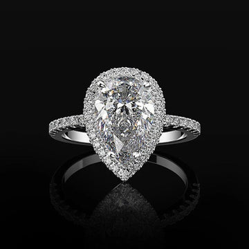 Pear-Shaped Halo Ring In Clear, Pink, Gold, And Silver Variants