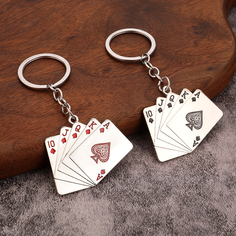 Metal Playing Card Keychain Creative Gift Key Ring Accessory