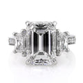 Oversized Rectangular Solitaire Three-Stone Ring In Silver Tone view 4