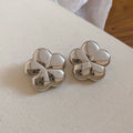 Polished Rounded Flower Stud Earrings in Gold and Silver Tones view 7