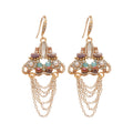 Crystal Beaded Chandelier Chain Fringe Hook Earrings view 5
