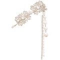 Silver Rhinestone Square Filigree Pearl Tassel Hair Barrette view 5