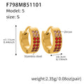 Gold Double Row Zircon U-Huggie Earrings Multi Size view 6