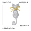 Clear Crystal Cat Silhouette Brooch With Gold Tone Bow view 4