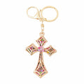 Rhinestone Double Layer Cross Keychain Metal Bag Charm view 5