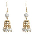 Gold-Tone Pearl Cage Bell Cluster Drop Hook Earrings view 5