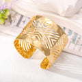 Gold Tone Wide Openwork Diamond Geometric Cuff Bracelet view 3