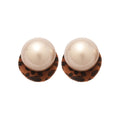 Oversized Pearl Stud Earrings with Black or Red Rims view 5