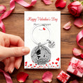 Round Cow Couple Keychain With Heart Message Tag and Attached Hardware view 6