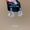 Silver Tone Textured Open Square Stud Earrings With Crystals view 4