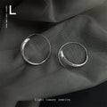 Silver Tone Abstract Open Circle Line Hoop Earrings view 3