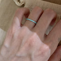 Silver Aqua Blue Pavé Eternity Band Rings Size 6 Or 7 view 4