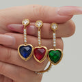 Heart Glass Stone Earrings Long Necklace Color Set view 2