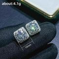 Silver Tone Square Halo Clear Stone Stud Earrings Jewelry view 5