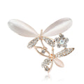 Rose Gold Dragonfly Brooch Cats Eye Wings Crystals view 5
