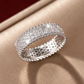 Triple-Row Pave Full Eternity Wide Band Ring Silver Tone view 5