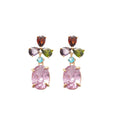 Colorful Crystal Floral Drop Earrings with Reflective Details view 5
