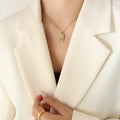 Rectangular Hands Eye Radiant Relief Pendant Necklace view 7