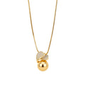 Gold Pearl Heart Leaf Pendant Necklace Ring Stud Earrings view 5