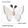 White Shell Butterfly Brooch Rhinestone Edge Black Antennae view 5