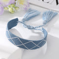 Wide Woven Geometric Pattern Tassel Adjustable Bracelets view 6