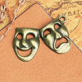Vintage Double Mask Charm Pendant 44x29mm