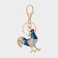 Rhinestone Rooster Keychain Metal Charm with Cord Options view 5
