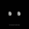 Mini Oval Opaline Crystal Studs Irregular Silver Frames view 1