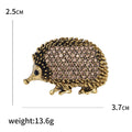 Antique Tone Crystal Hedgehog Brooch In 2 Styles With Polished Metal Details view 5
