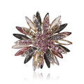 Layered Sunburst Crystal Flower Brooch in Two Mixed Palettes view 2