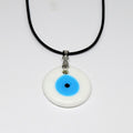 Black Cord Round and Heart Glass Evil Eye Pendant Necklaces view 7