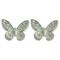 Silver Tone Pale Green Translucent Butterfly Stud Earrings view 5