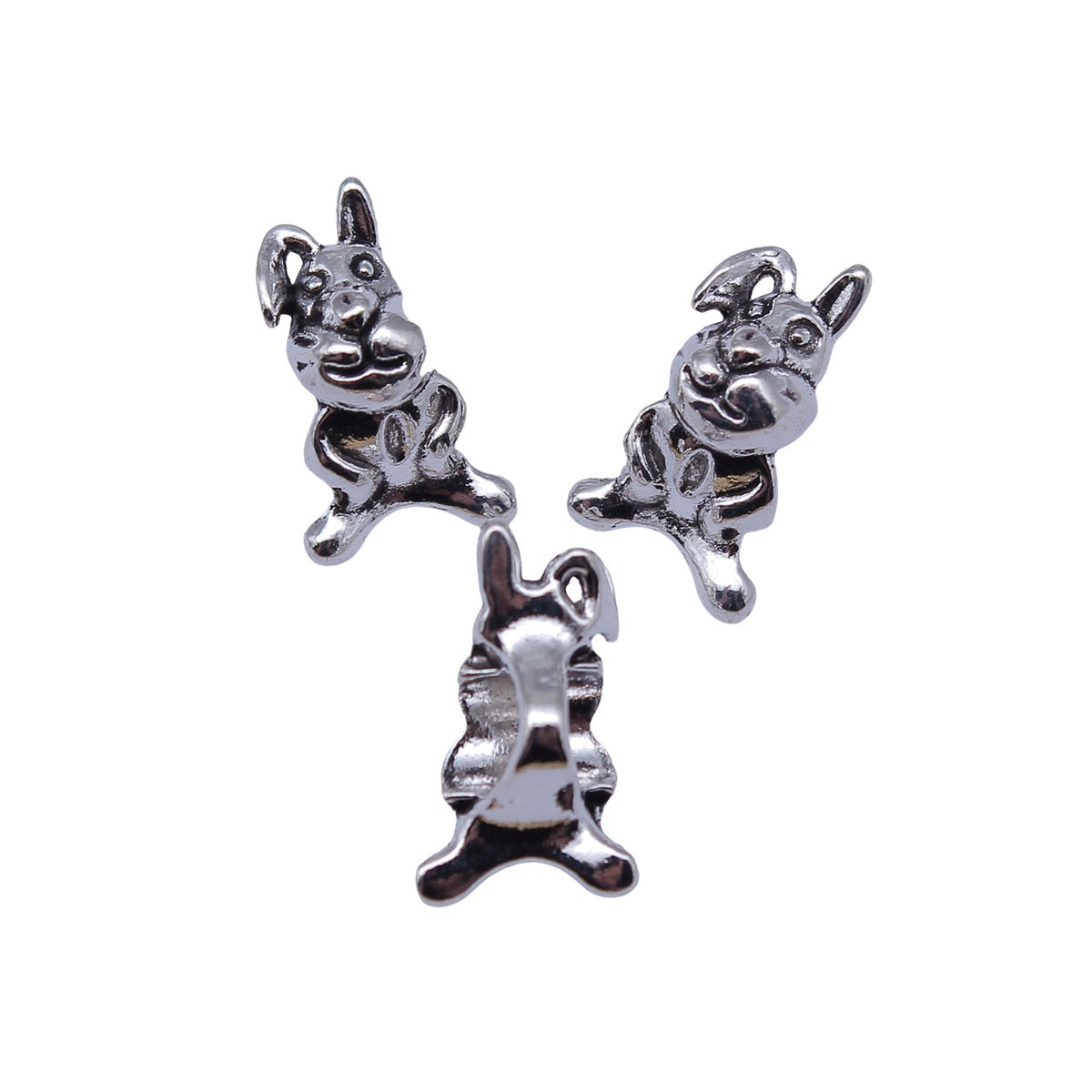 16x9.5x8.4mm 1.2g Antique Silver Zinc Alloy Rabbit Large Hole Spacer Beads for Bracelet Jewelry Making