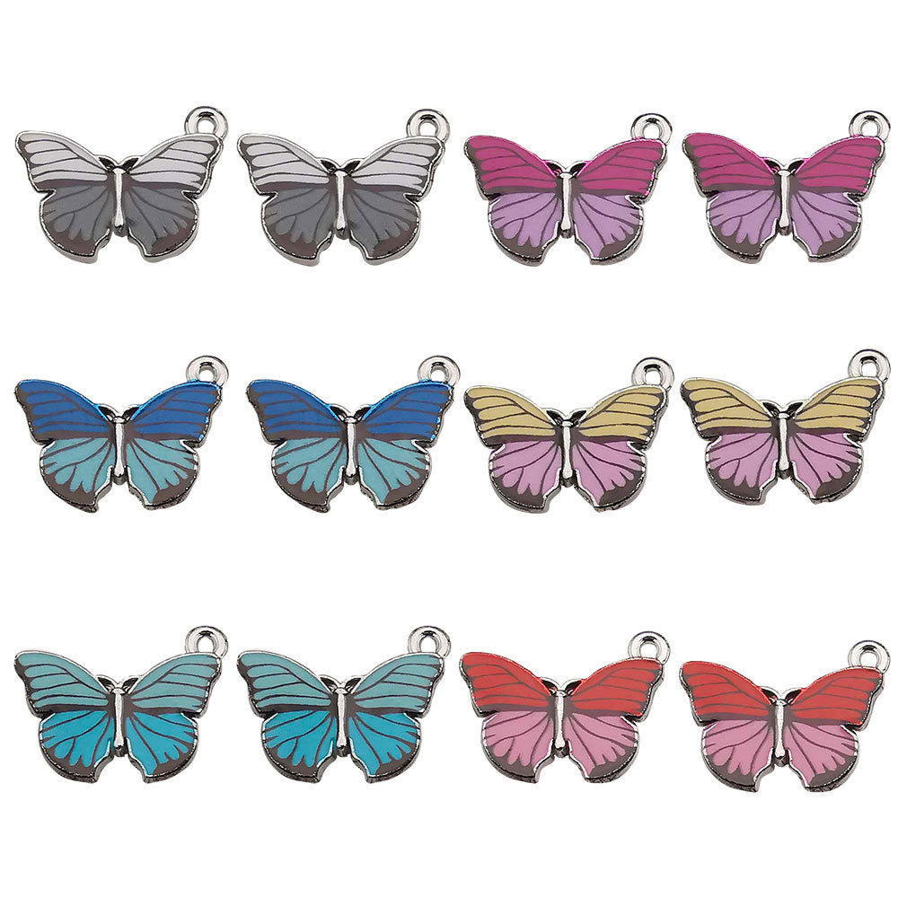 Color Enamel Zinc Alloy Butterfly Insect Charm Pendant for DIY Bracelet Necklace Earrings