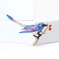Long Tail Bird Brooch on Branch With Red Berries in Two Colors view 4