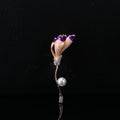 Long Stem Flower Bud Brooch in Four Enamel Colorways view 8