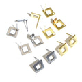 Open Square Stainless Steel Earring Posts in Gold and Silver Tones view 5