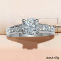 Four-Prong Round Cubic Zirconia Ring with Pave Shank in Silver-Tone view 5